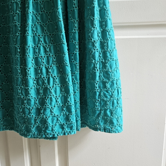 Old Navy Sleeveless Fit & Flare Teal Eyelet Sundress 2 - Picture 3 of 8